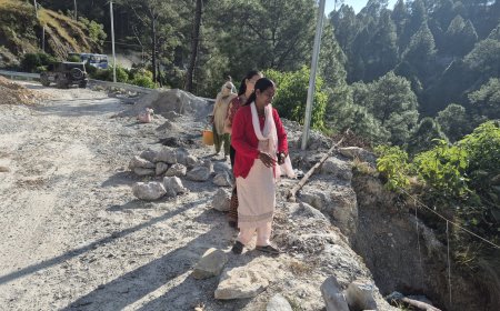कांडा–धपोलासेरा सड़क निर्माण में घटिया बजरी पर भड़की ब्लॉक प्रमुख, जांच के आदेश