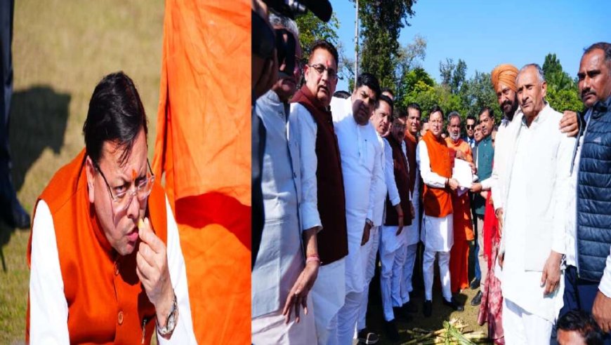 मुख्यमंत्री धामी ने किसानों से मुलाकात की और गन्ने का स्वाद चखते हुए दिया सकारात्मक आश्वासन