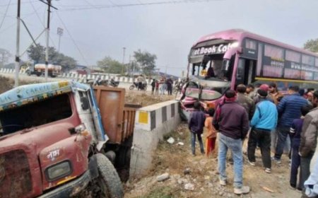 हल्द्वानी: गौला बाईपास पर हादसा, बस और डंपर की जबरदस्त भिंडत- पुलिस मौके पर