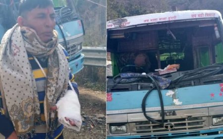 उत्तराखंड: यमुनोत्री हाईवे पर स्कूल बस पर गिरा मलबा