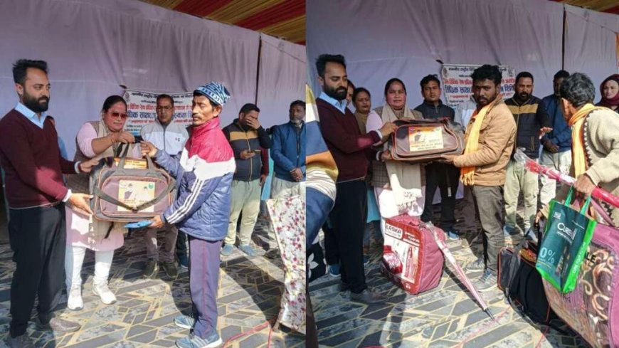 चंपावत: टनकपुर में 365 निर्माण श्रमिकों को कंबल, छाता और टूल किट वितरित