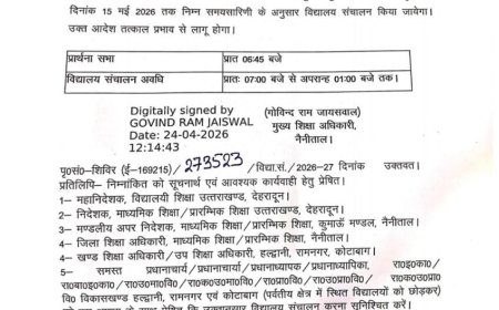 नैनीताल: जिले में स्कूल समय सारणी में हुआ बदलाव, जानें नए निर्देश