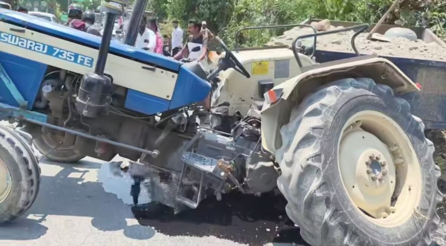 हल्द्वानी: तेज रफ्तार का कहर, कार की टक्कर से ट्रैक्टर टूटा दो टुकड़ों में