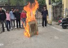 छात्रों का गुस्सा फूटा, एनएसयूआई ने किया विश्वविद्यालय प्रशासन का पुतला दहन