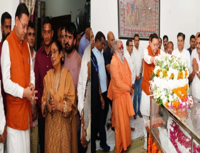 छत्तीसगढ़ से लौटते ही सीएम धामी ने खंडूड़ी को दी भावभीनी श्रद्धांजलि, बने भावुक पल