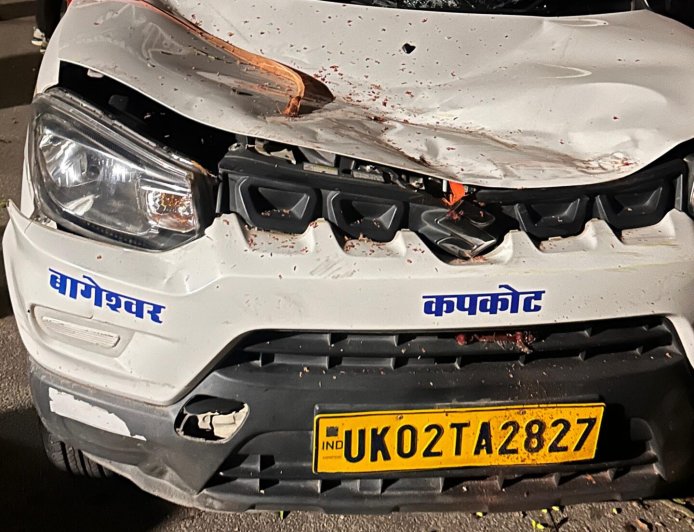 बागेश्वर में बड़ा हादसा: बालीघाट के पास सड़क पर गिरा विशाल पेड़, टैक्सी हुई क्षतिग्रस्त, यातायात थमा
