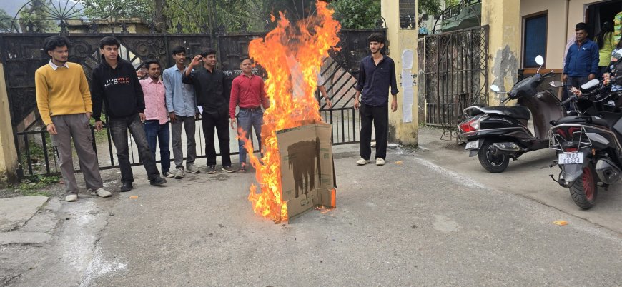 छात्रों का गुस्सा फूटा, एनएसयूआई ने किया विश्वविद्यालय प्रशासन का पुतला दहन