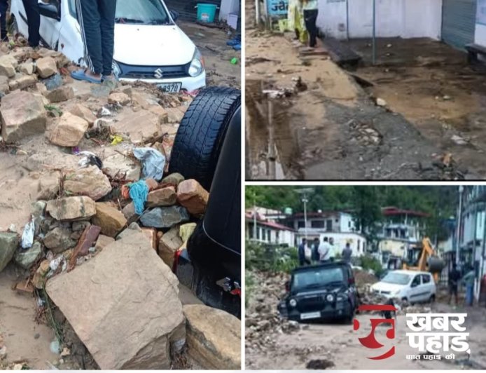 चमोली में पहली बारिश बनी आफत, नारायण बगड में भारी मलबा सड़कों और दुकानों में घुसा