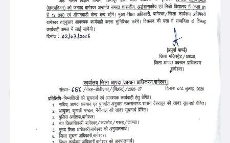 उत्तराखंड का बागेश्वर जिला: मौसम के कारण सभी स्कूलों में छुट्टी की घोषणा